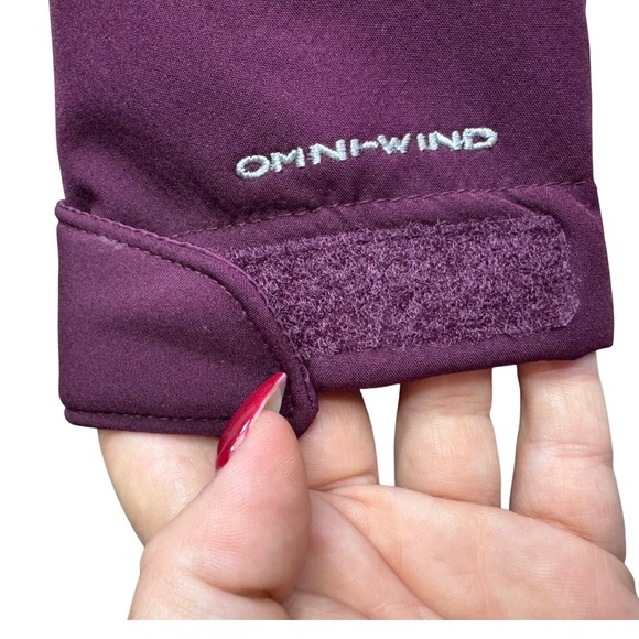 Columbia Womens Softshell Fleece Lined Hooded Jacket Omni-Wind Purple Small - Picture 10 of 13